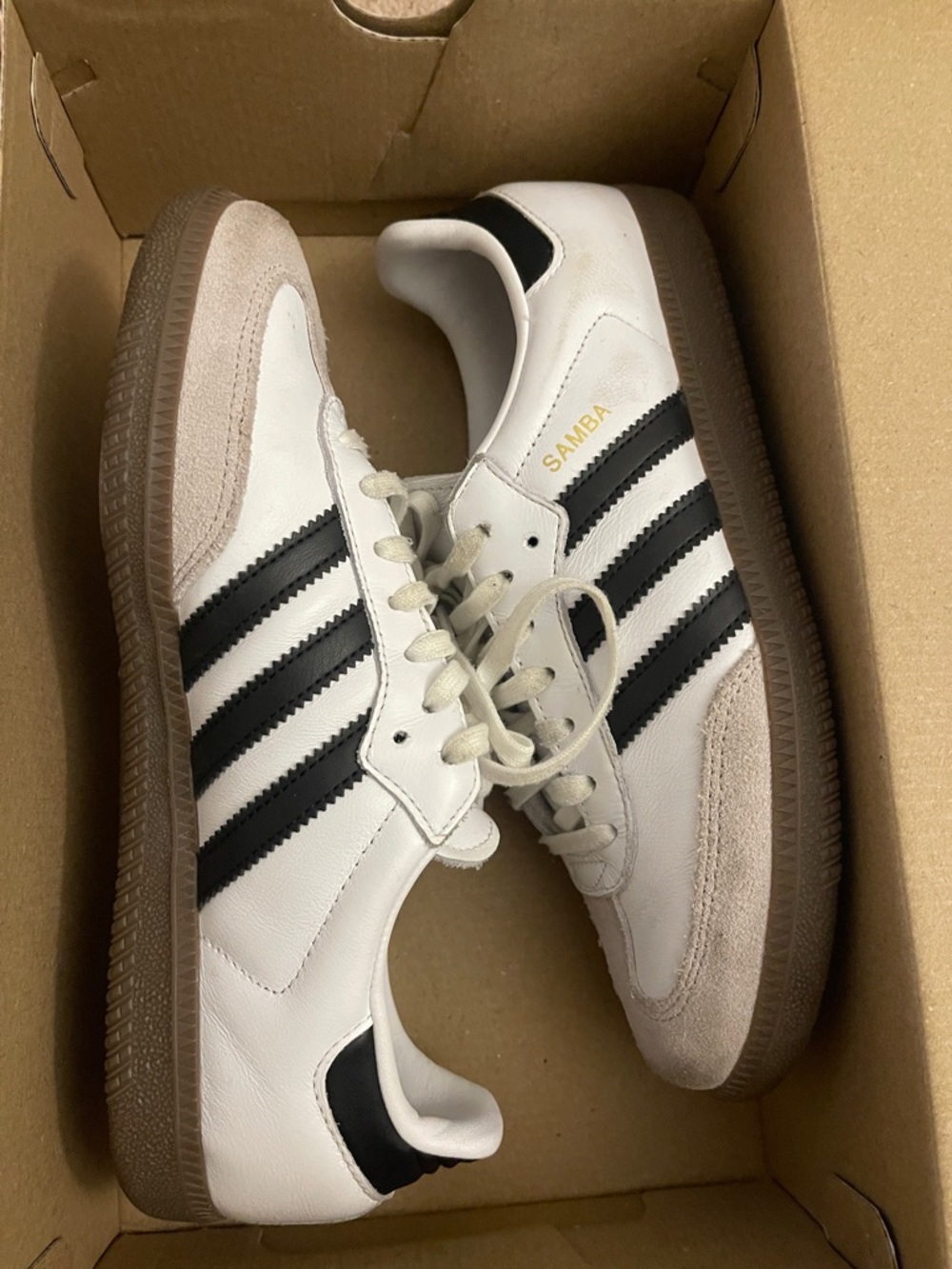adidas White, Black & Gum Samba Sneakers